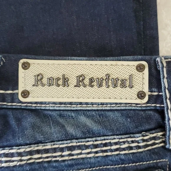 Rock Revival Blue Straight Leg Jeans with Fading Effects - Picture 3 of 10